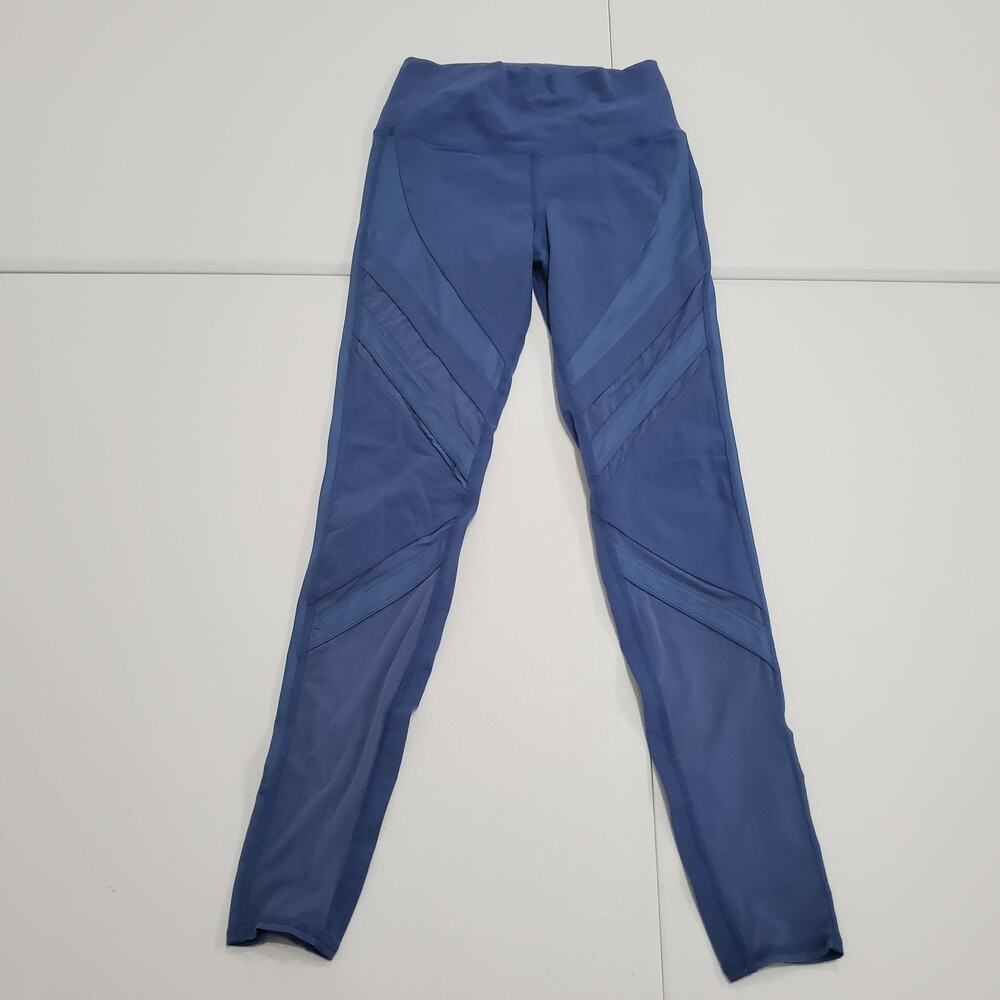 Alo Yoga Leggings Womens Small Blue High Waist Mesh Panel Yoga Pants Athletic